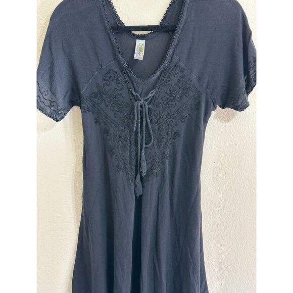 India Boutique Women's Soutache Design Black Full Swing Mini Dress Size S - Picture 4 of 7